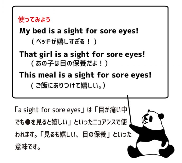 英語のイディオム：a sight for sore eyeの意味と使い方 eigolab(えいご研）