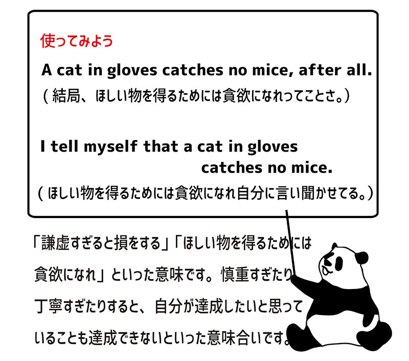 a cat in gloves catches no miceの使い方