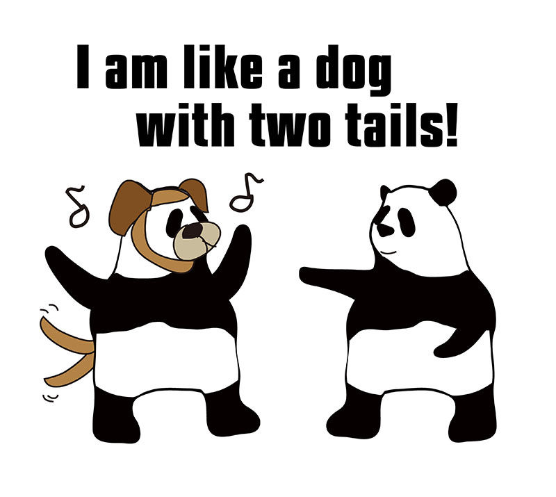 like a dog with two tailsのパンダの絵