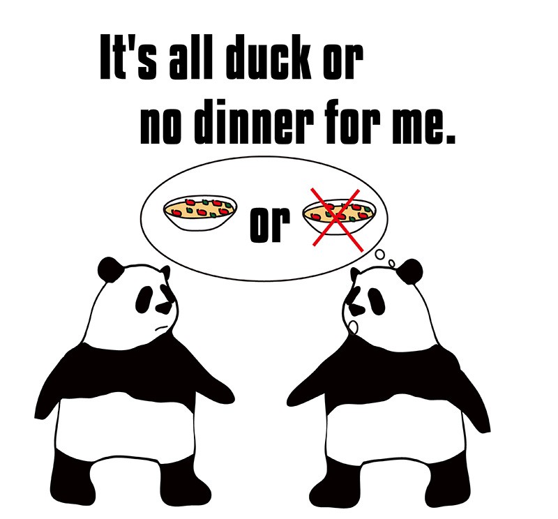 all duck or no dinnerのパンダの絵