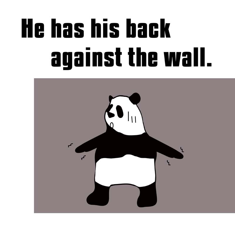 back against the wallのパンダの絵