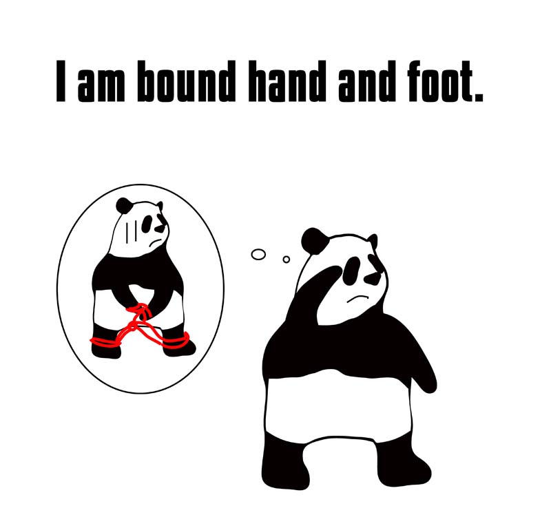 bind hand and footのパンダの絵