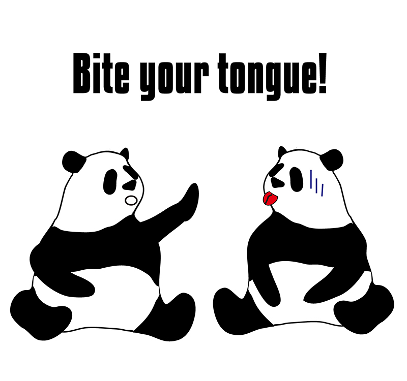 bite one's tongueのフレーズ