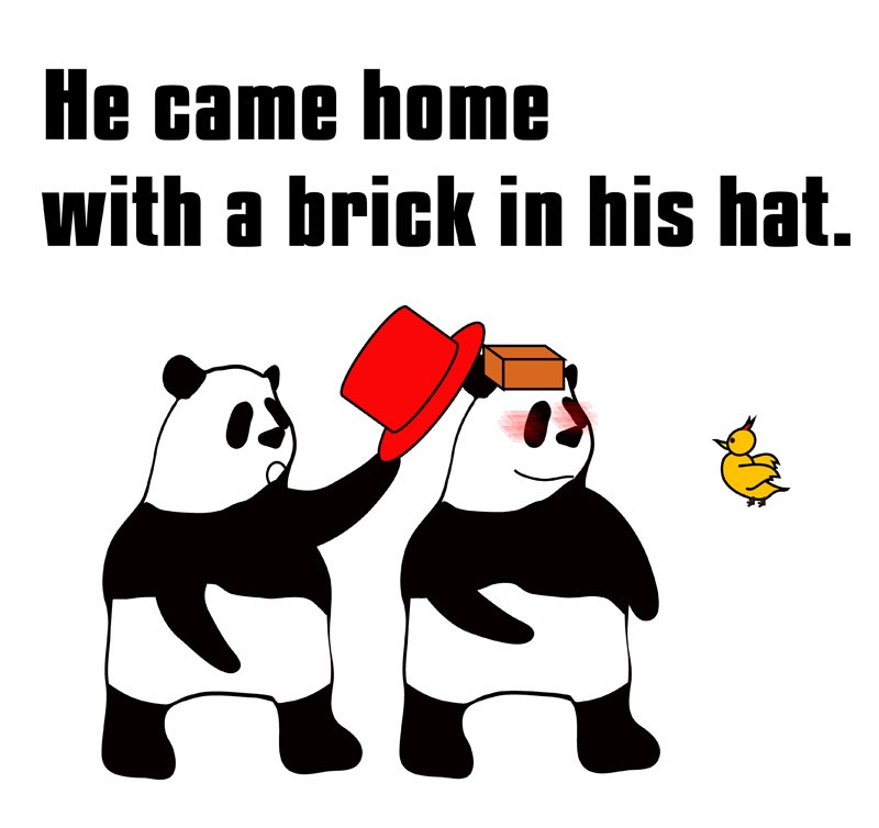 brick in one's hatのパンダの絵