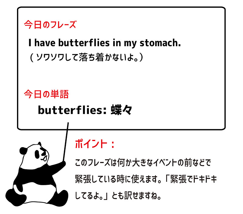 butterflies in one's stomachのフレーズ