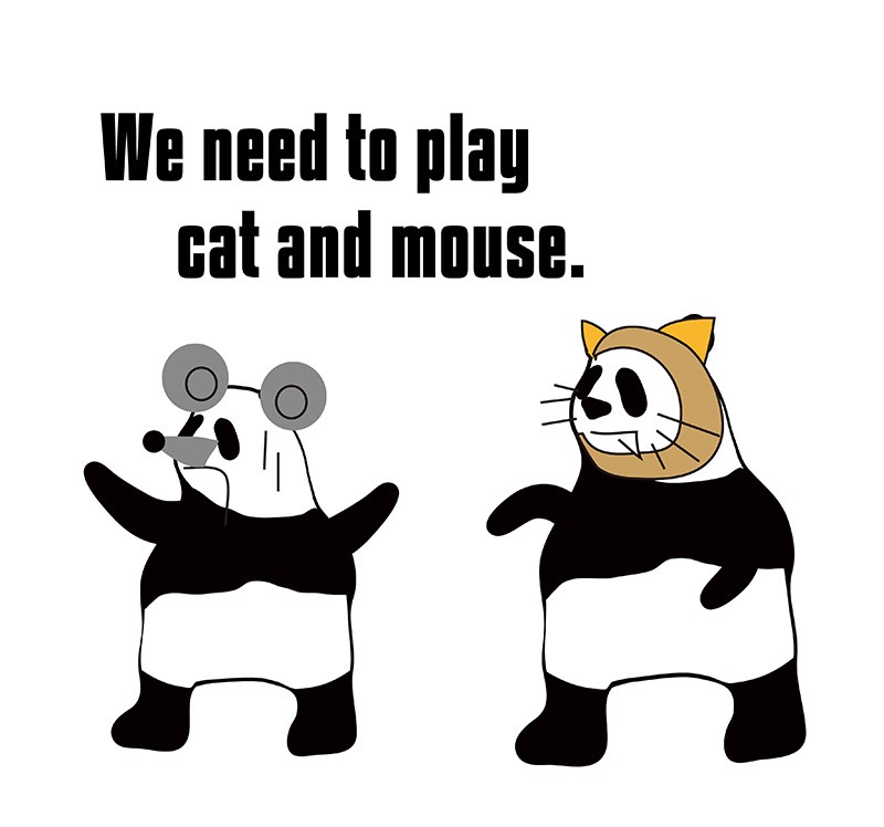 cat and mouseのパンダの絵