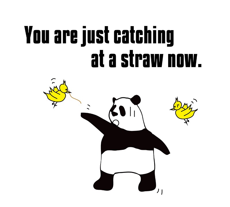 catch at a strawのパンダの絵