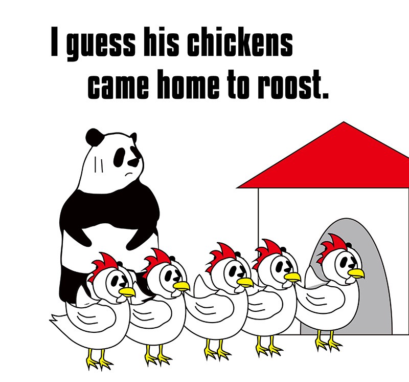chickens come home to roostのパンダの絵