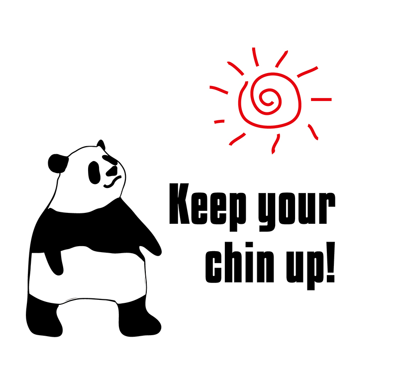 Keep your chin up!のパンダの絵