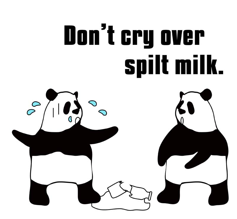 cry over spilt milkのパンダの絵