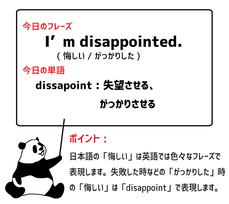 I'm disappointed.のフレーズ