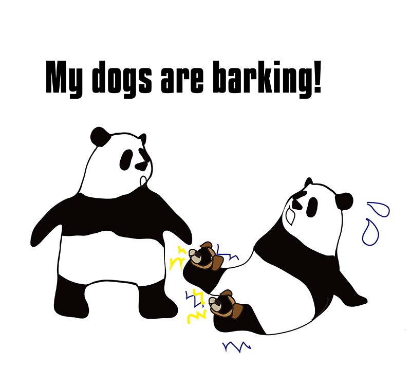 one's dogs are barkingのパンダの絵