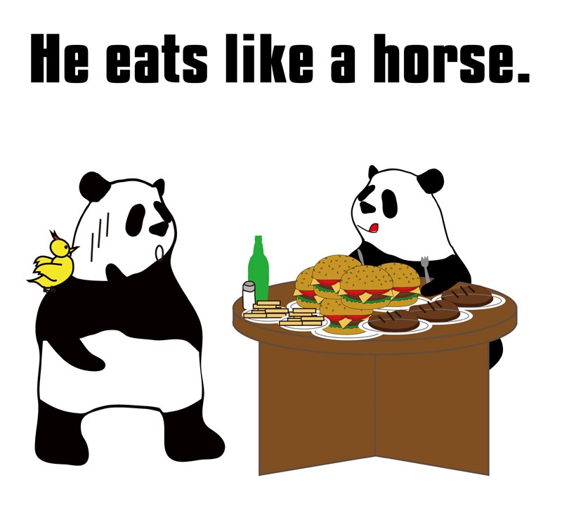 eat like a horseのパンダの絵