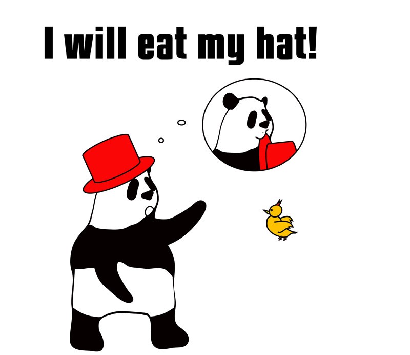 eat one's hatのパンダの絵