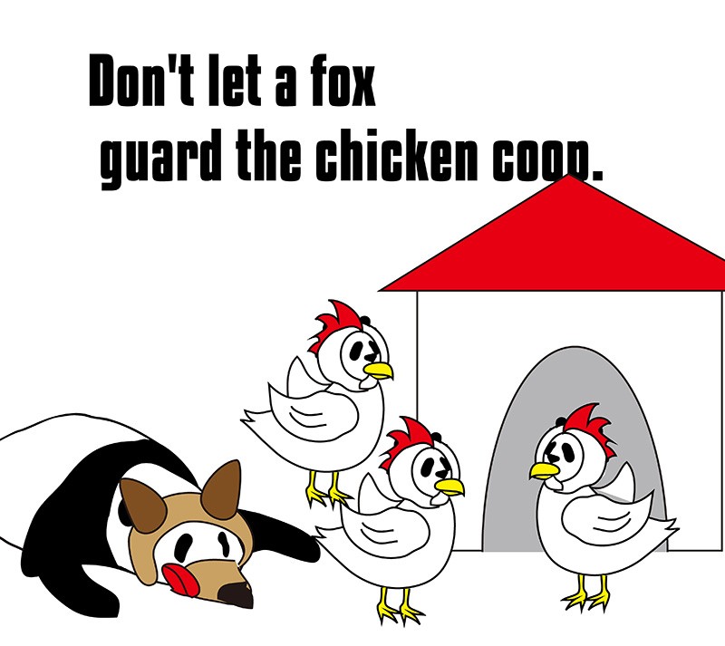 fox guarding the chicken coopのパンダの絵