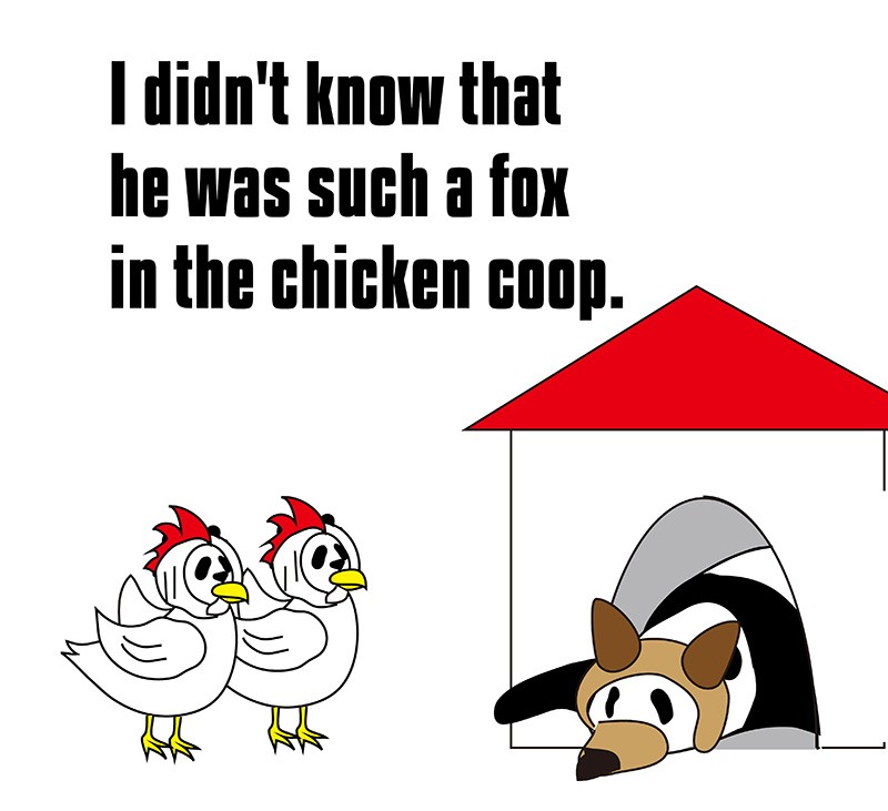 fox in the chicken coopのパンダの絵