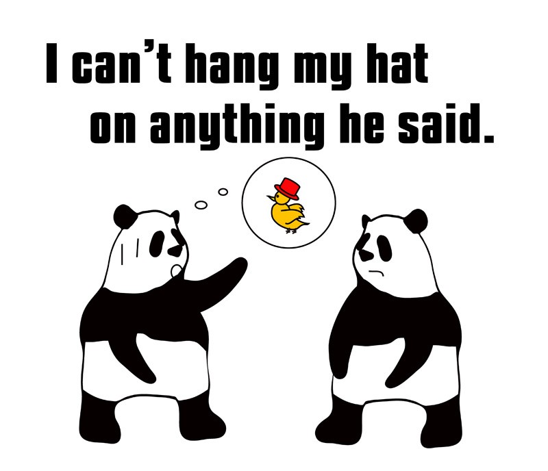 hang one's hat onのパンダの絵