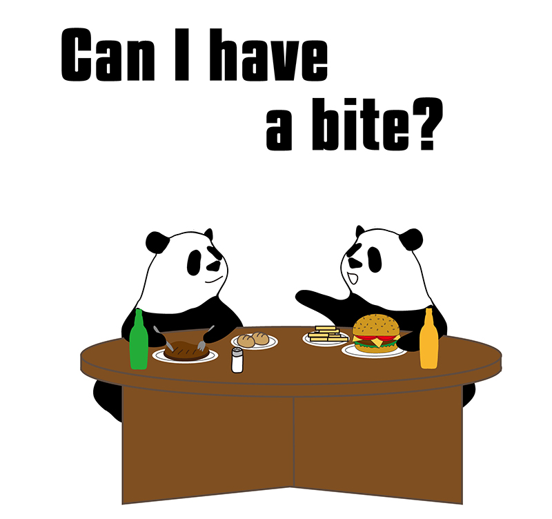 Can I have a bite?のパンダの絵