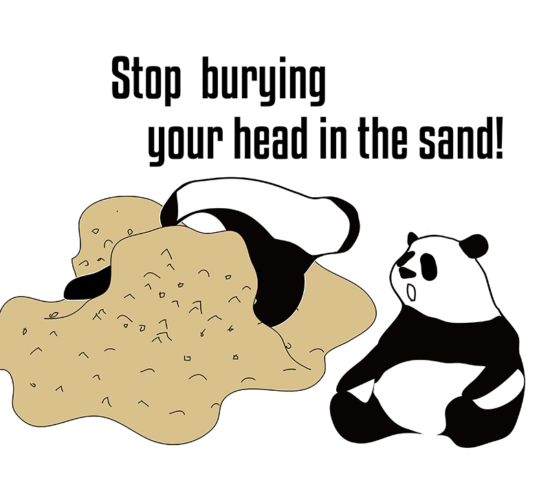 head in the sandのパンダの絵