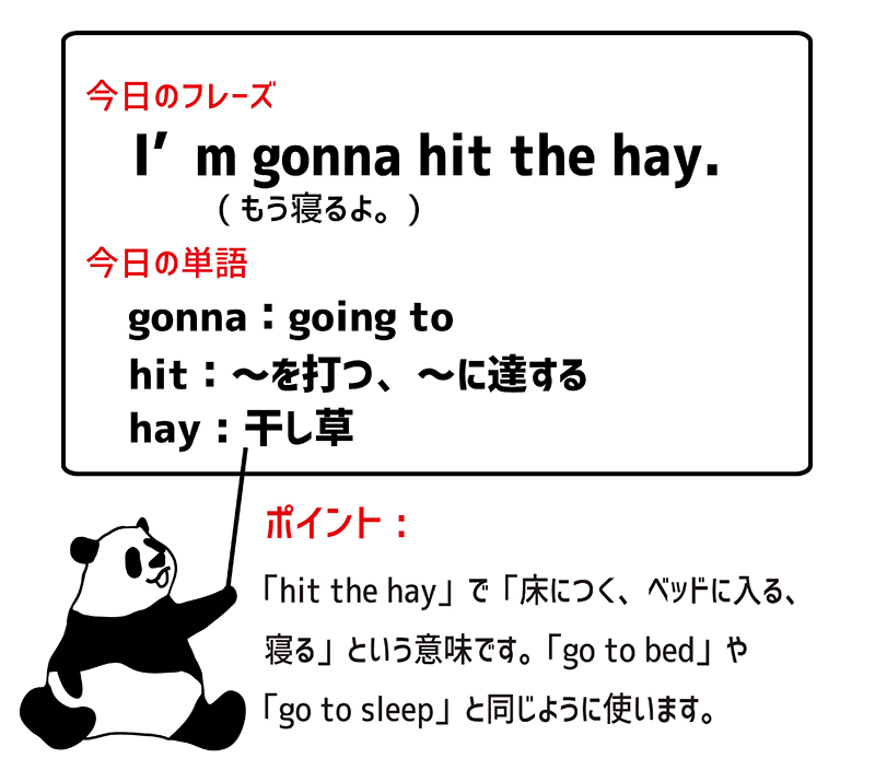 I'm gonna hit the hay.のフレーズ