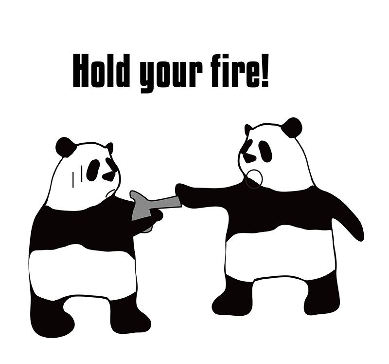 hold one's fireのパンダの絵