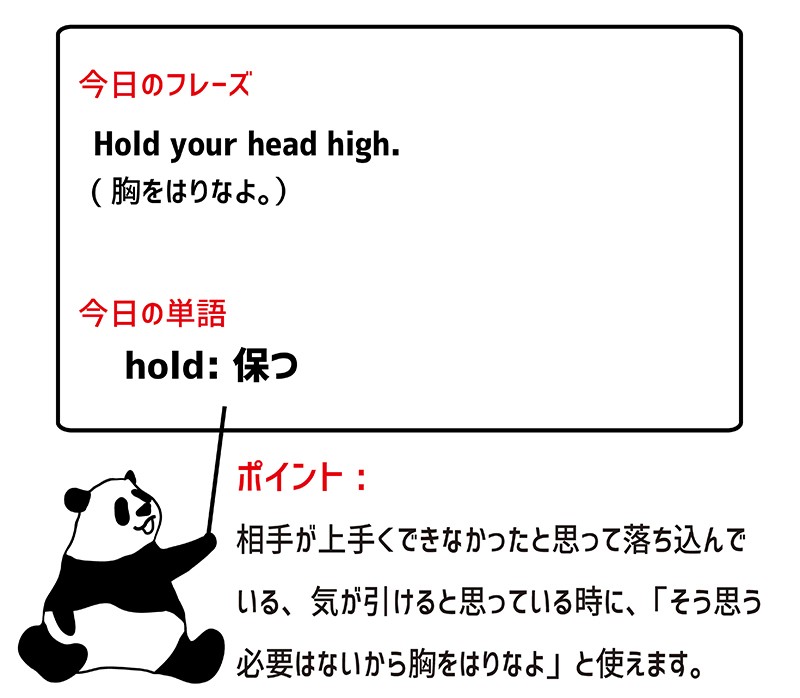 hold one's head (up) highのフレーズ