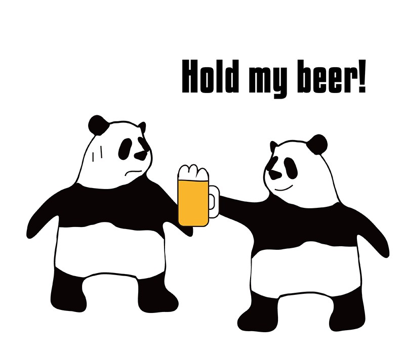hold my beer のパンダの絵