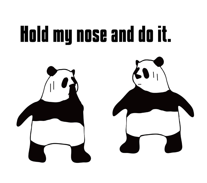 hold one's noseのパンダの絵