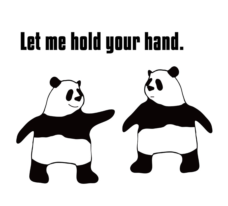 hold someone's handのパンダの絵