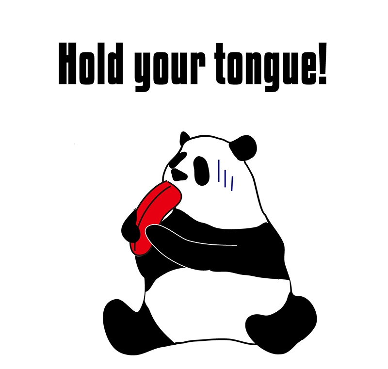hold one's tongueのパンダの絵