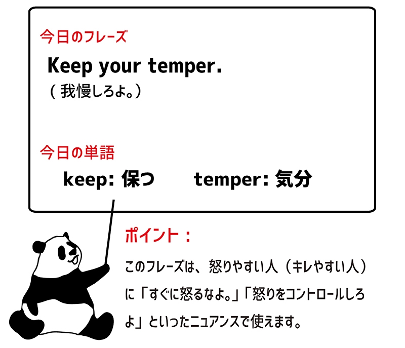 keep one's temperのフレーズ