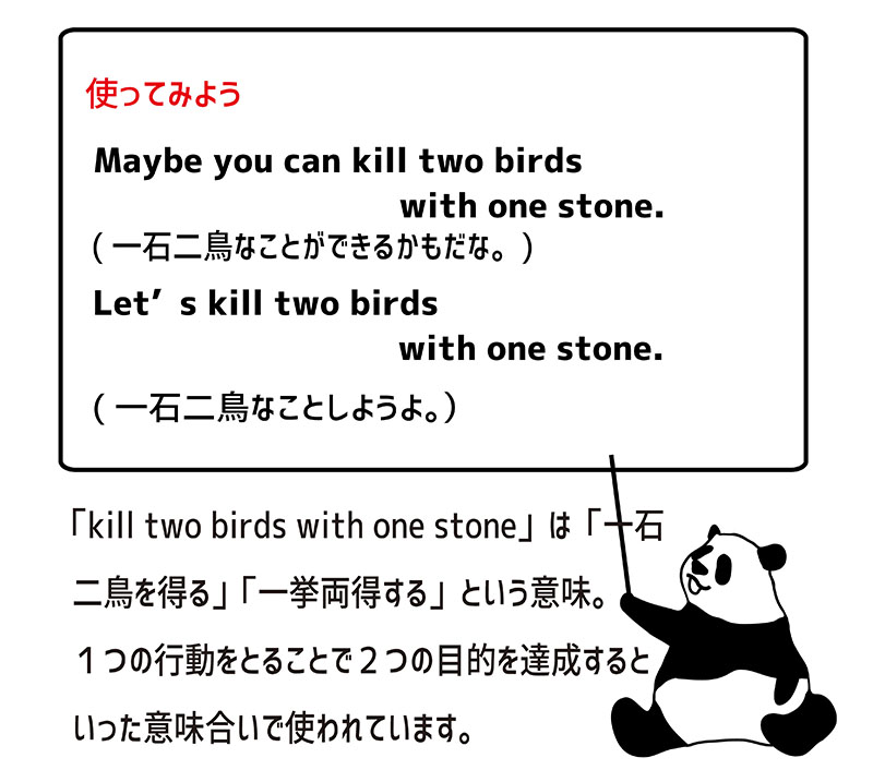 kill two birds with one stoneの使い方