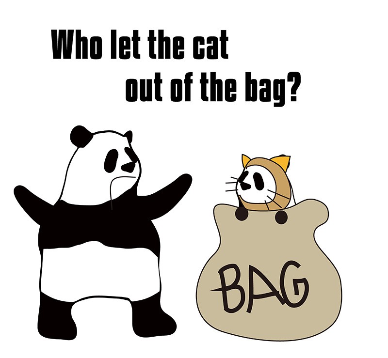 let the cat out of the bagのパンダの絵