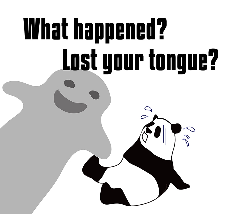 lose one's tongueのパンダの絵