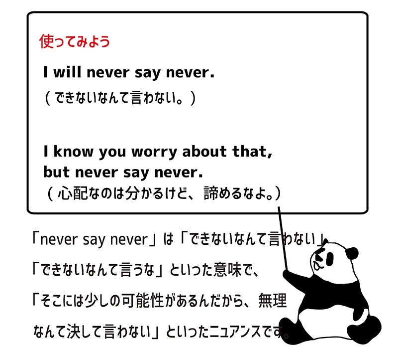 英語のイディオム Never Say Neverの意味と使い方 Eigo Lab えいごラボ