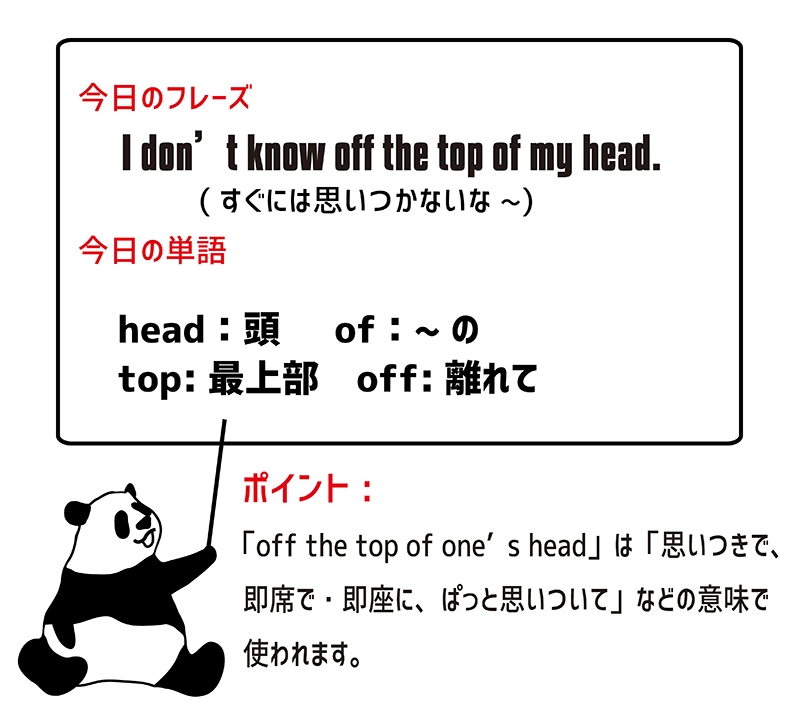 off the top of my head のフレーズ