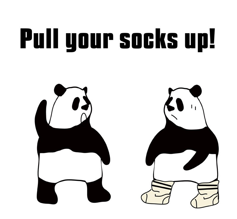 pull one's socks upのパンダの絵