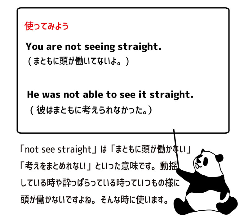 not see straightの使い方