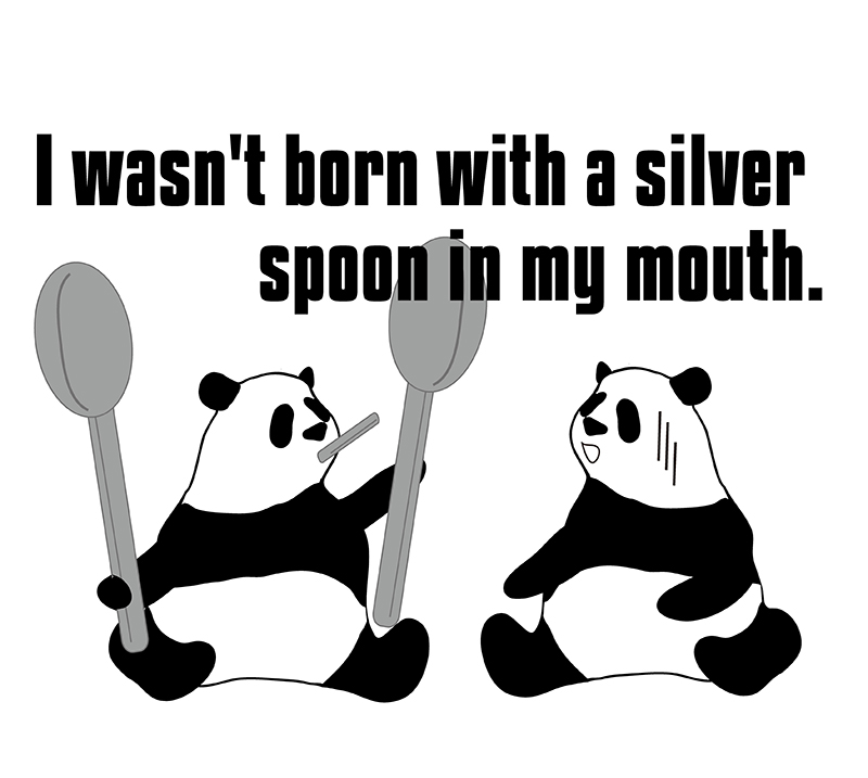 born with a silver spoon in one's mouthのパンダの絵