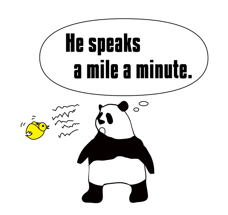 speak a mile a minuteのパンダの絵