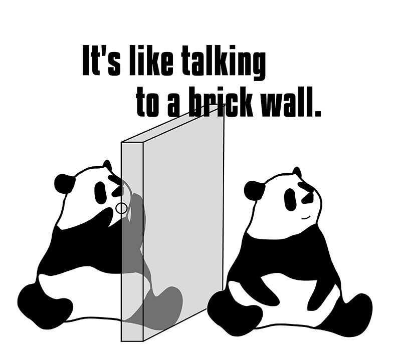 talk to a brick wallのパンダの絵