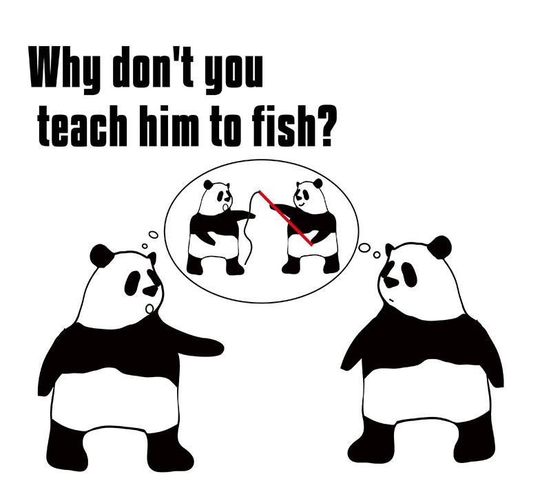 teach a man to fishのパンダの絵