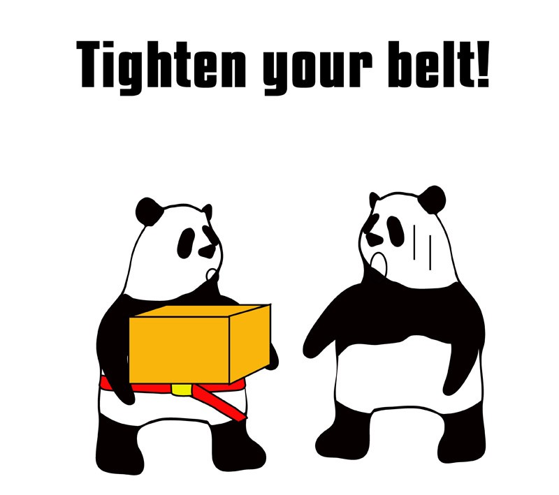 tighten one's beltのパンダの絵
