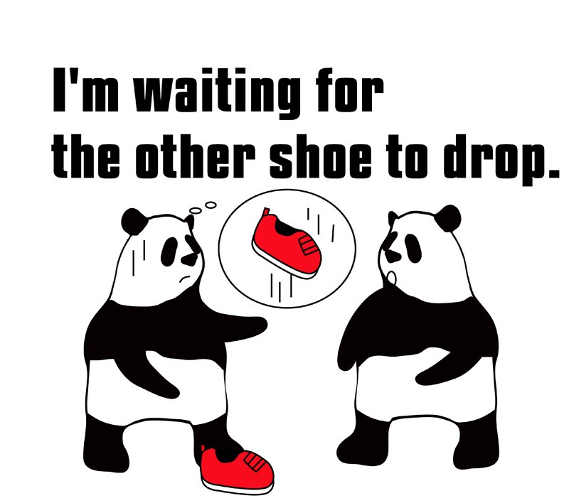 wait for the other shoe to dropのパンダの絵